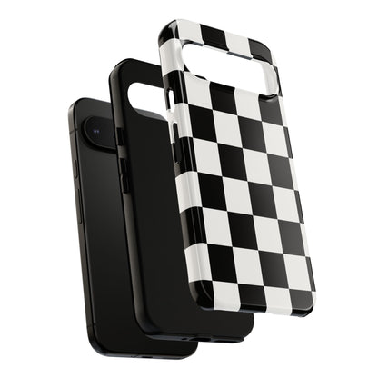 Black & White Checkerboard Phone Case – Classic Aesthetic Tough Protective Case