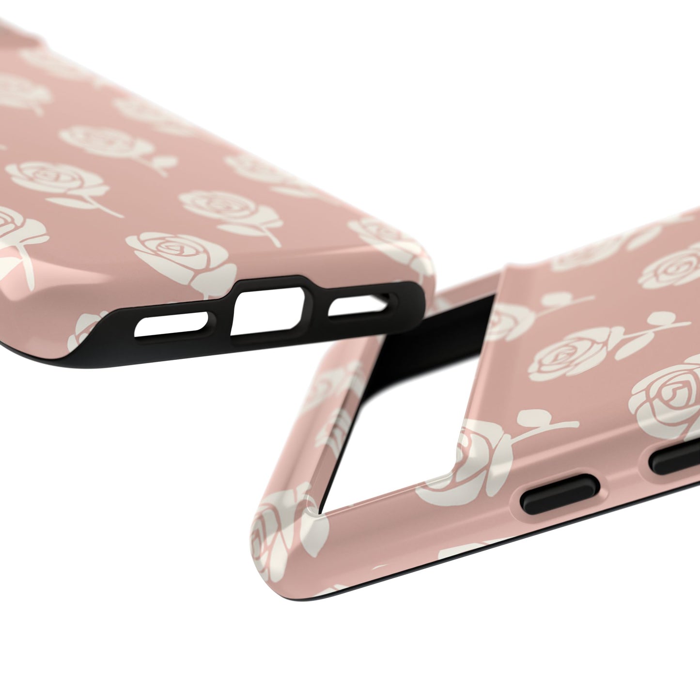 White Rose Pattern Tough Phone Case | Elegant Floral Aesthetic Case for Iphone, Samsung Galaxy and Pixel