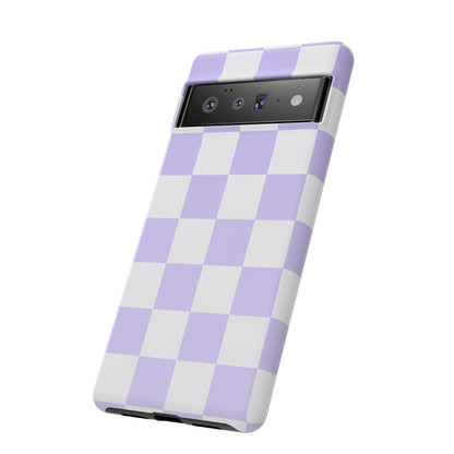 Lavender Checkerboard Phone Case | Pastel Aesthetic Checkered iPhone & Samsung Tough Case