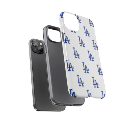 Blue LA Monogram Pattern Phone Case | Minimal Baseball Inspired Tough Cover