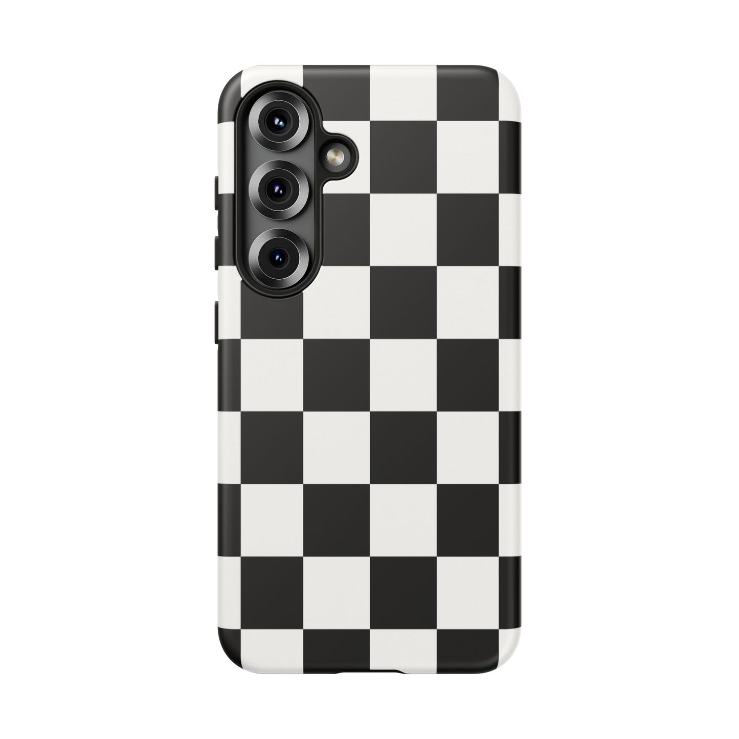 Black & White Checkerboard Phone Case – Classic Aesthetic Tough Protective Case