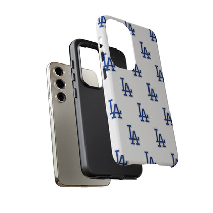 Blue LA Monogram Pattern Phone Case | Minimal Baseball Inspired Tough Cover