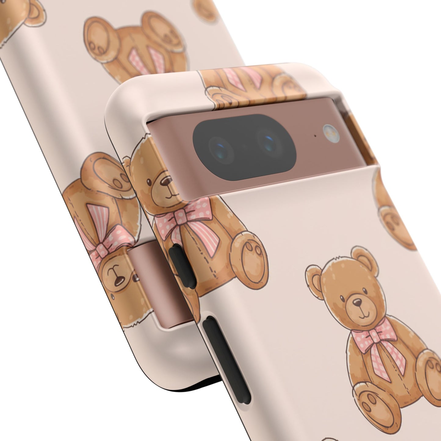 Teddy Bear Phone Case | Cute Coquette Aesthetic Pink Bear Pattern Case | Kawaii Soft Girl iPhone & Samsung Tough Protective Case