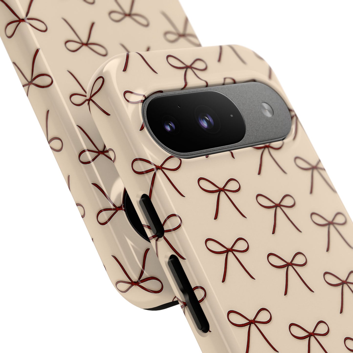Coquette Bow Phone Case | Neutral Beige Aesthetic iPhone & Samsung Tough Case