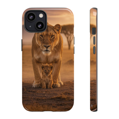 Lioness & Cub Phone Case | Safari Wildlife Tough Case for iPhone & Samsung
