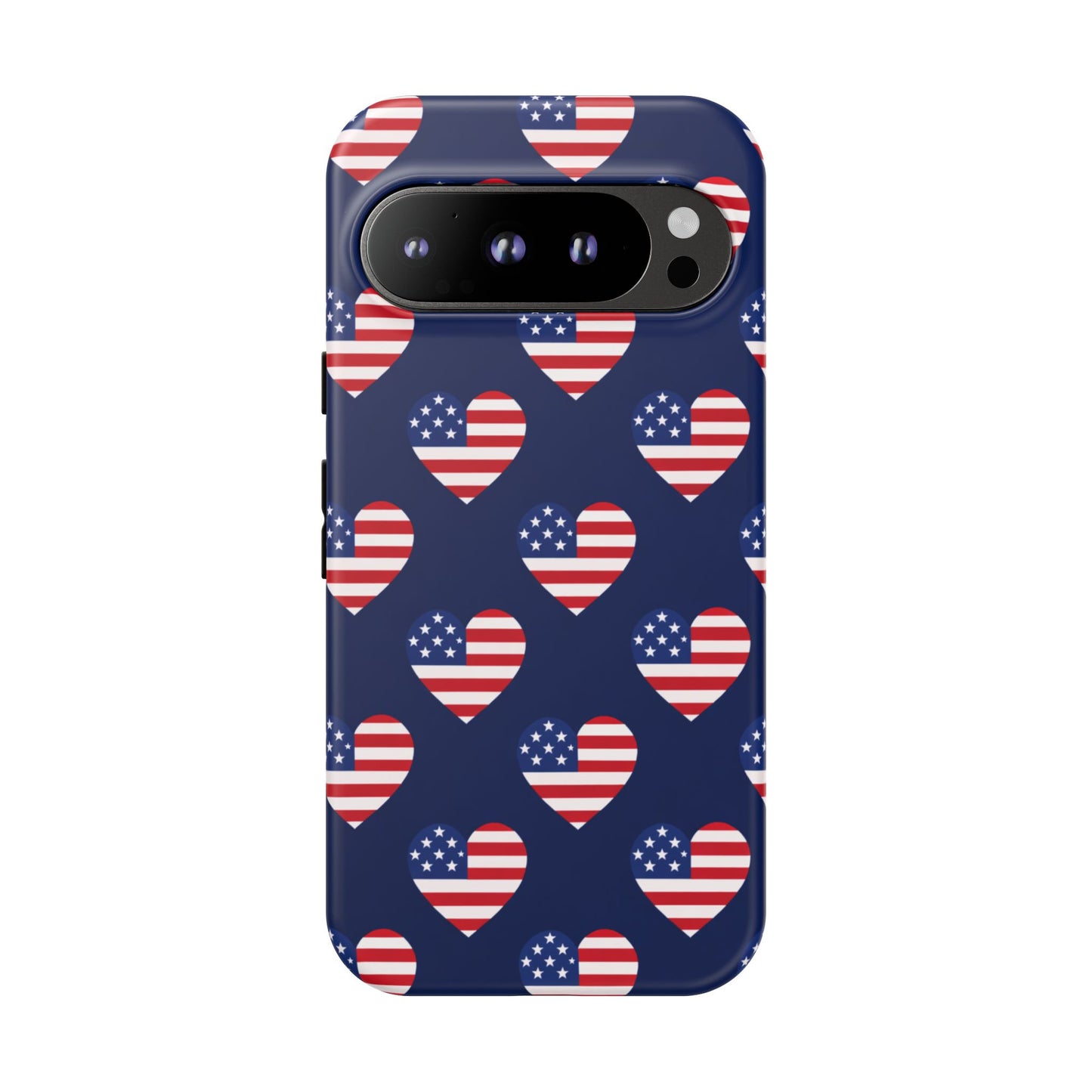 Patriotic American Flag Heart Phone Case – Tough Shockproof, USA Stars & Stripes for Iphone, Samsung Galaxy and Pixel