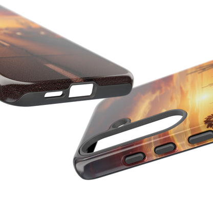 Route 66 Sunset Desert Highway Phone Case – Road Trip Travel Aesthetic Tough Case
