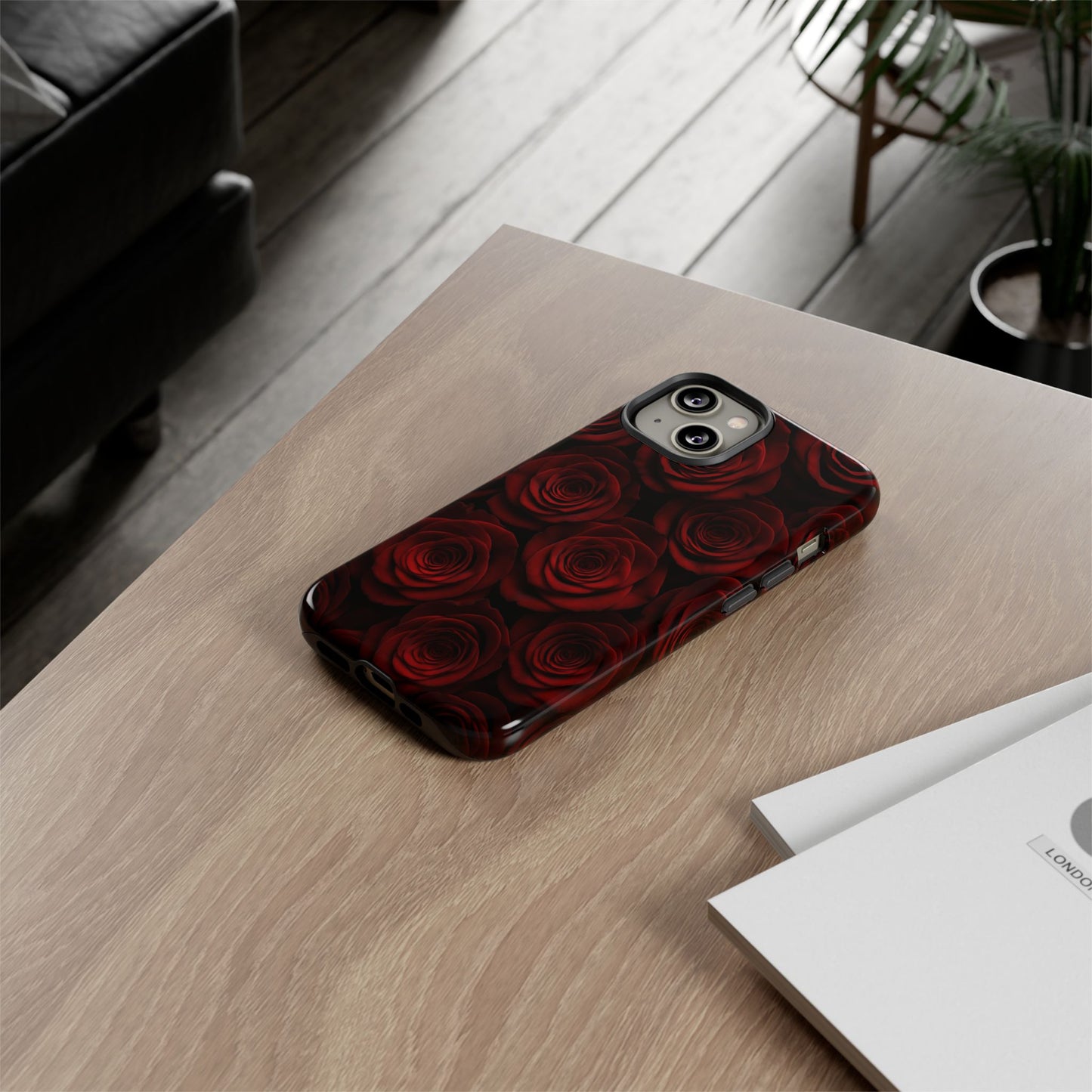 Dark Red Rose Phone Case – Gothic Floral Tough Case (iPhone, Samsung, Pixel)