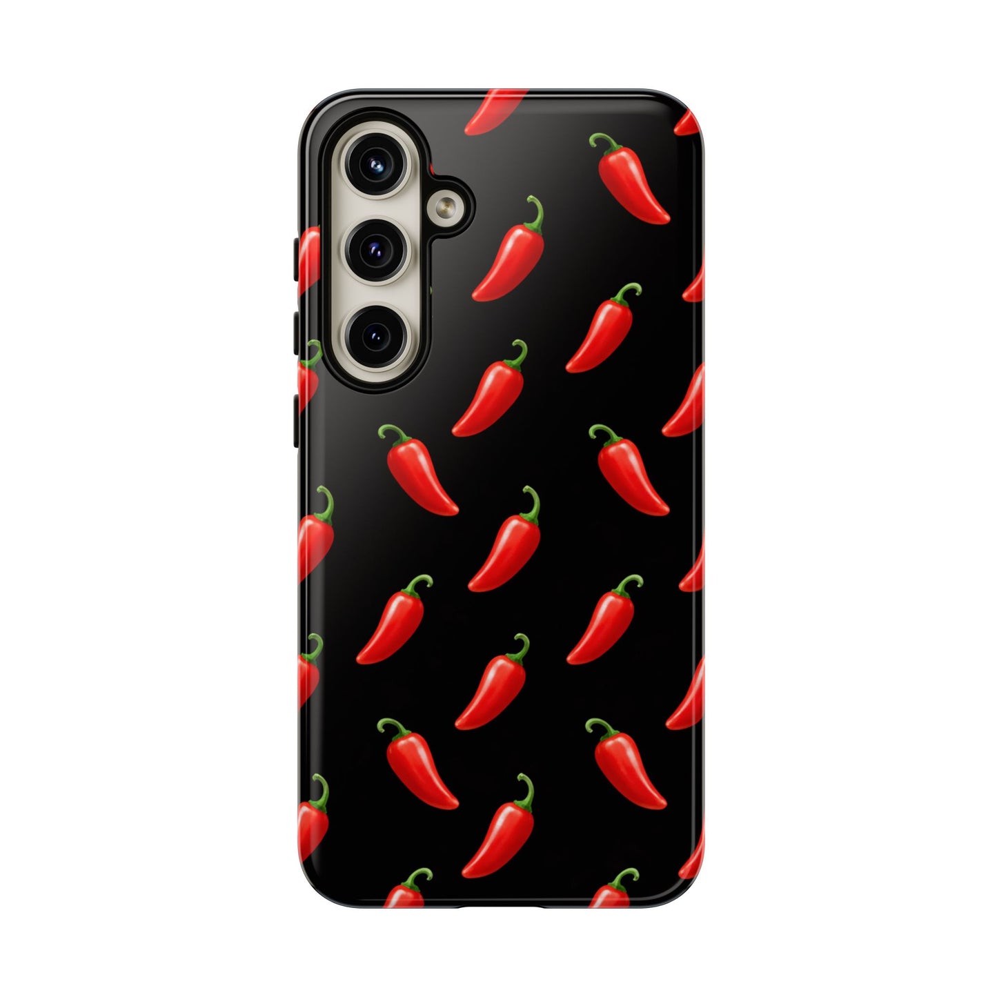 Spicy Chili Pepper Phone Case – Black Cute Hot Pepper Tough Cover for Iphone, Samsung Galaxy and Pixel