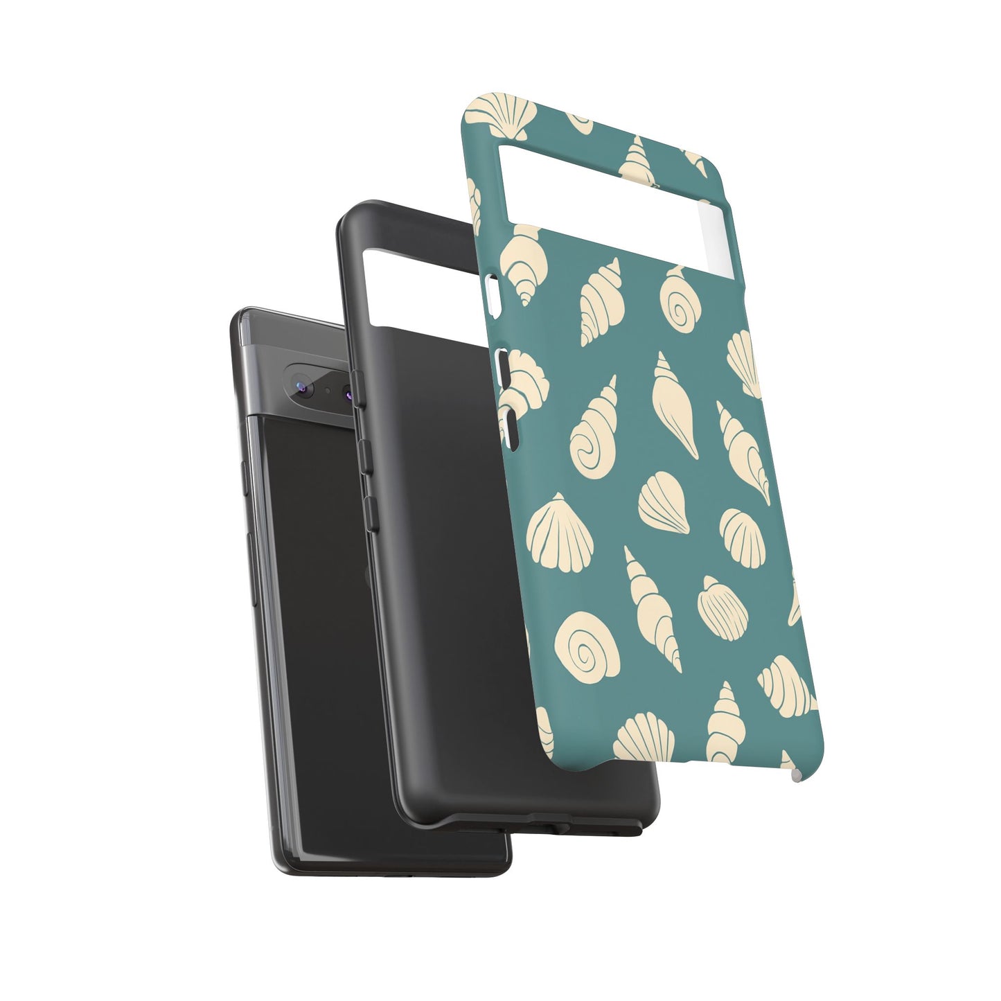 Seashell Pattern Phone Case | Teal Coastal Shells Tough Case for Iphone, Samsung Galaxy and Pixel