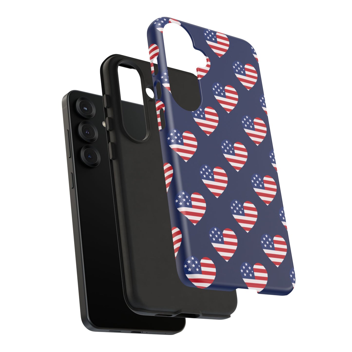 Patriotic American Flag Heart Phone Case – Tough Shockproof, USA Stars & Stripes for Iphone, Samsung Galaxy and Pixel