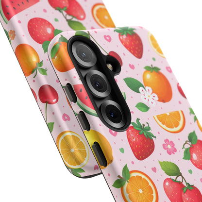 Fruit Phone Case – Tough Shockproof, Strawberry Cherry Citrus Summer Design for Iphone, Samsung Galaxy and Pixel
