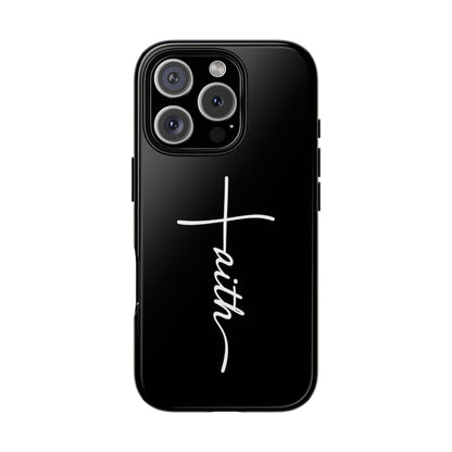 Faith Cross Phone Case, Christian Aesthetic Minimalist Black Matte Case, Religious Gift iPhone Samsung Cover