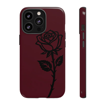 Black Rose Burgundy iPhone Case | Dark Aesthetic Shockproof Protective Cover