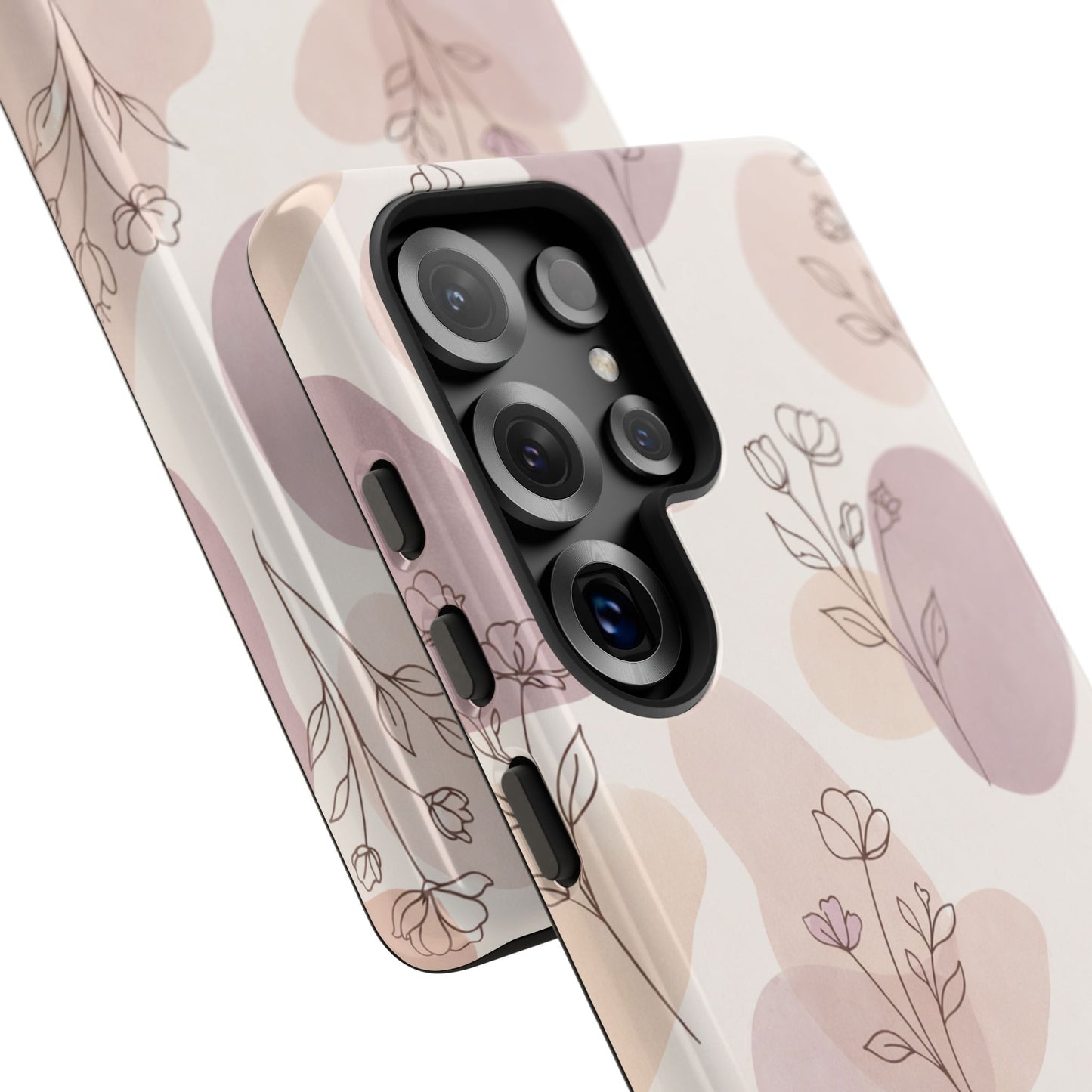 Blush Floral Phone Case Neutral Botanical Watercolor Tough Cover
