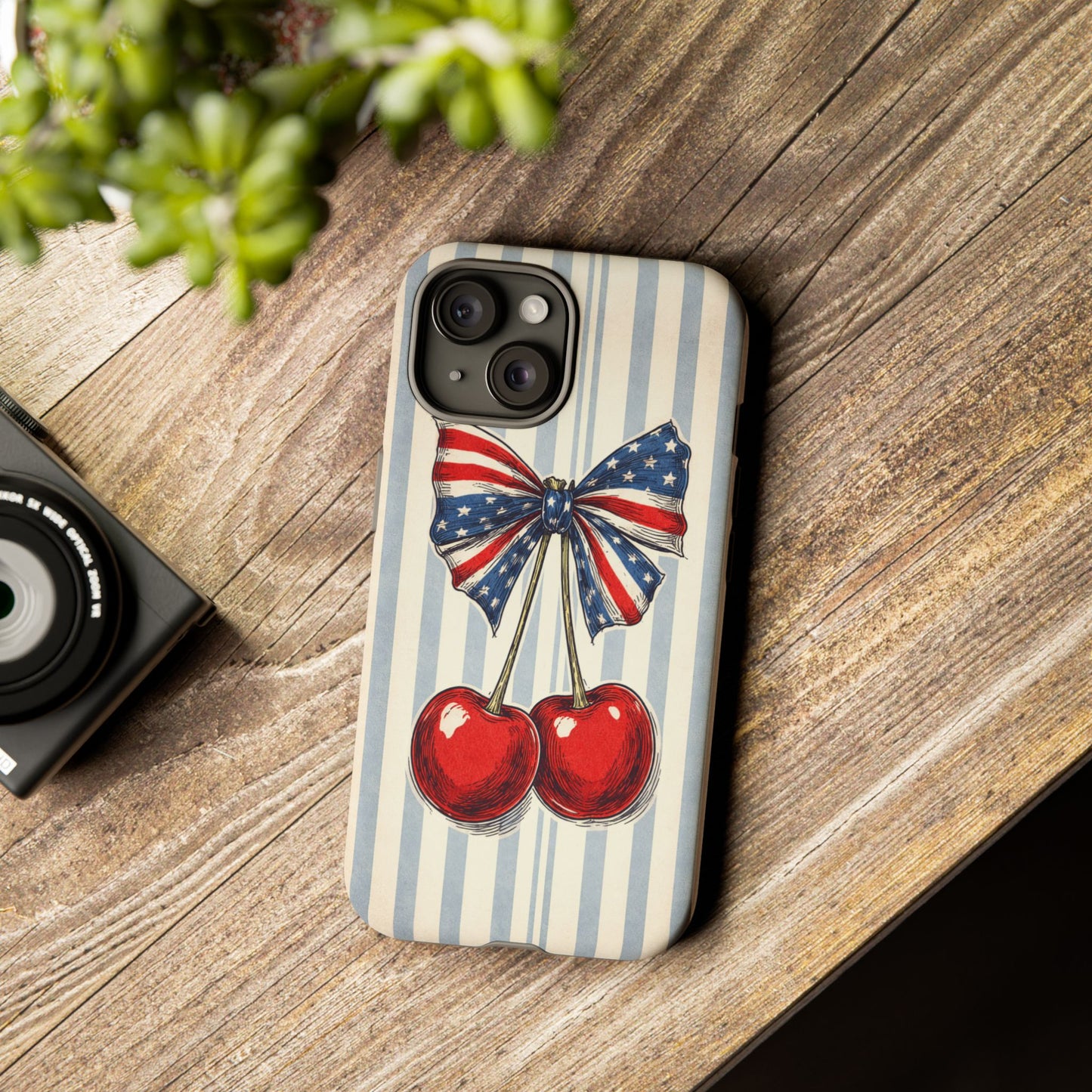 Patriotic Cherry Phone Case Americana Coquette Aesthetic iPhone Samsung