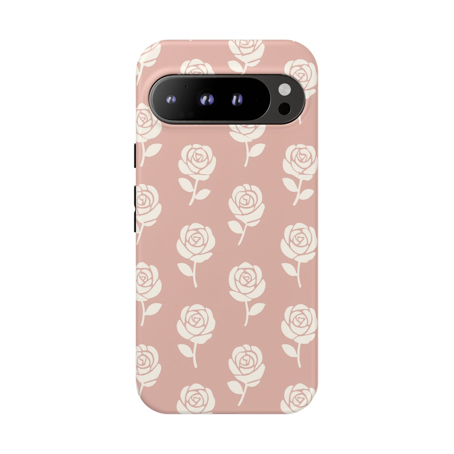 White Rose Pattern Tough Phone Case | Elegant Floral Aesthetic Case for Iphone, Samsung Galaxy and Pixel