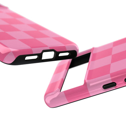 Pink Checkerboard Phone Case | Cute Aesthetic Checkered iPhone & Samsung Tough Case