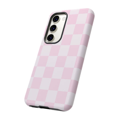 Pink Checkerboard Phone Case | Aesthetic Tough Protective Case