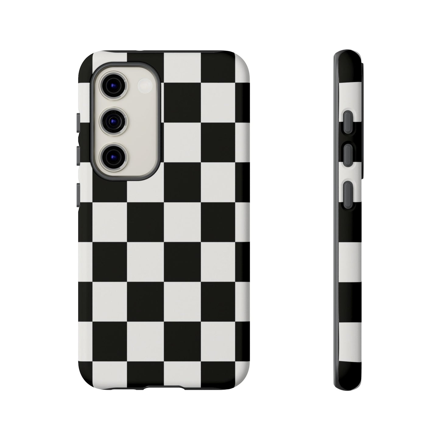Black & White Checkerboard Phone Case – Classic Aesthetic Tough Protective Case