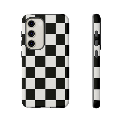 Black & White Checkerboard Phone Case – Classic Aesthetic Tough Protective Case