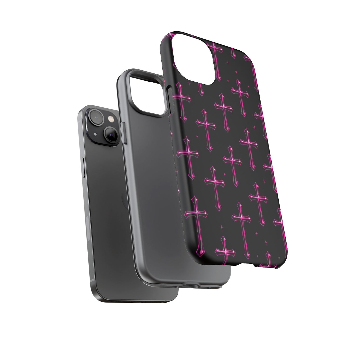 Neon Pink Cross Pattern Phone Case | Tough Protective Case for Iphone, Samsung Galaxy and Pixel