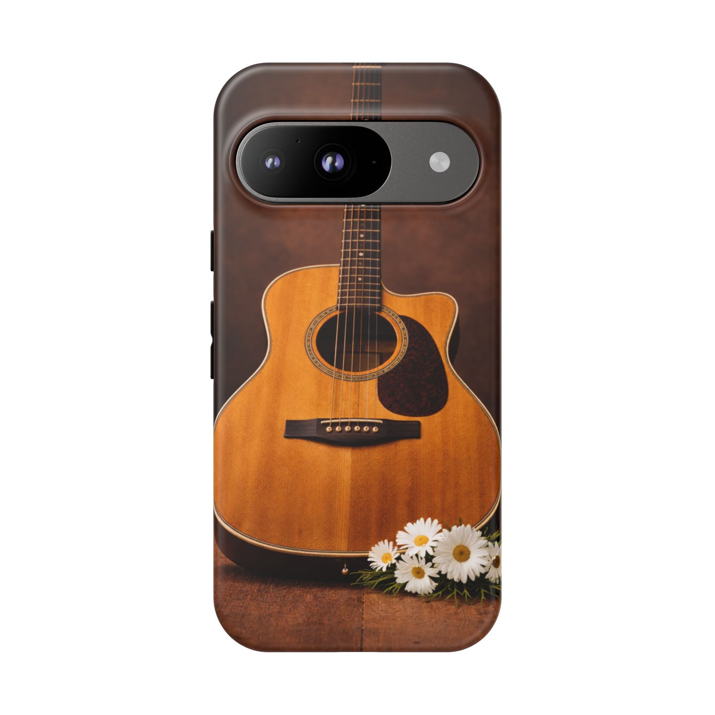Acoustic Guitar Daisy Phone Case | Rustic Music Lover Tough Cover