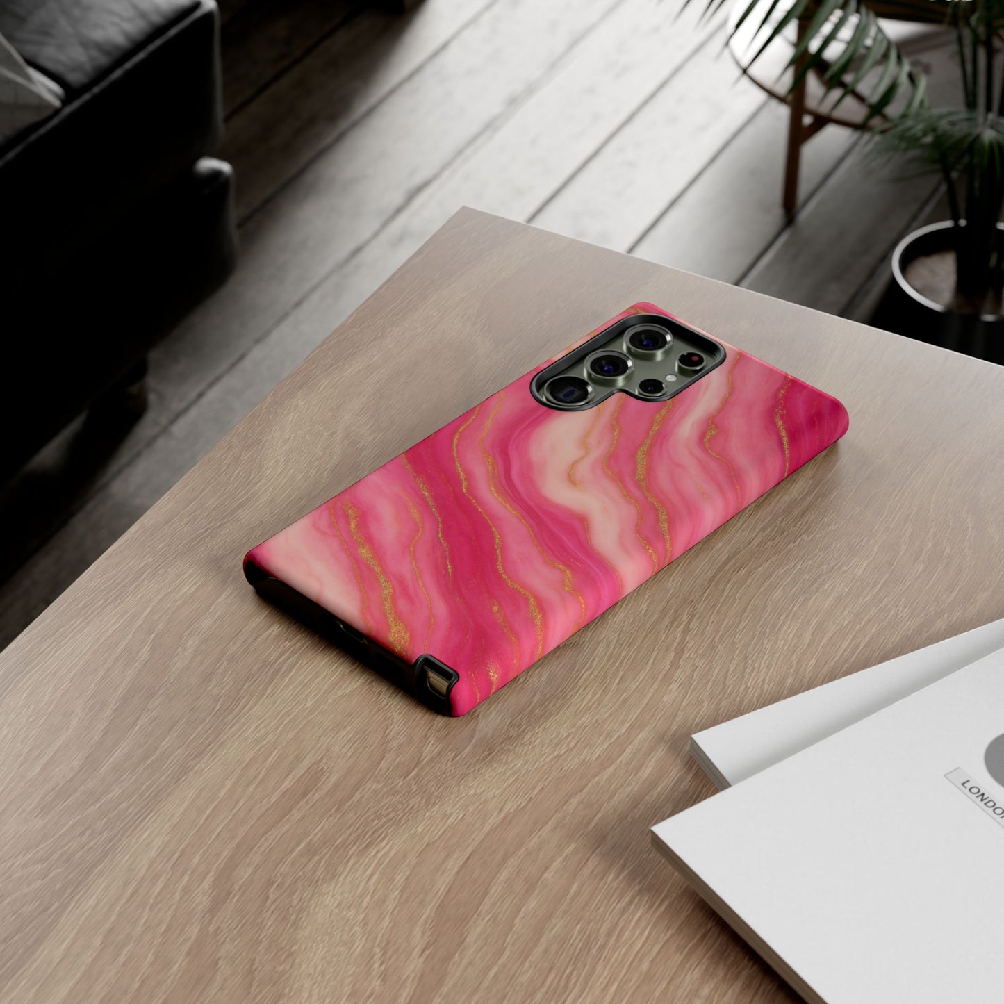 Pink Marble Phone Case | Rose Gold Swirl Aesthetic Tough Protective Case