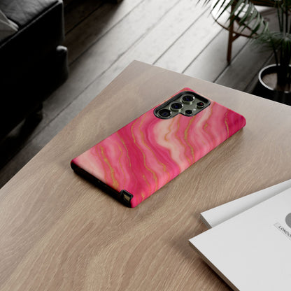 Pink Marble Phone Case | Rose Gold Swirl Aesthetic Tough Protective Case
