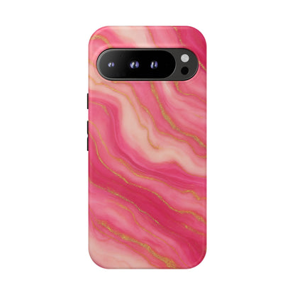 Pink Marble Phone Case | Rose Gold Swirl Aesthetic Tough Protective Case