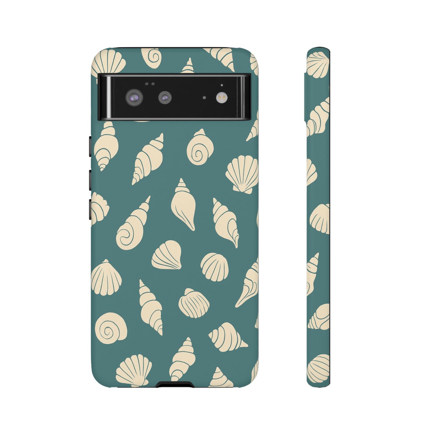 Seashell Pattern Phone Case | Teal Coastal Shells Tough Case for Iphone, Samsung Galaxy and Pixel