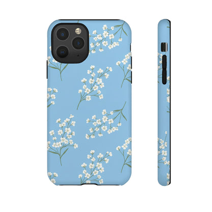 Baby’s Breath Floral Phone Case | Minimal Blue Flower Tough Case