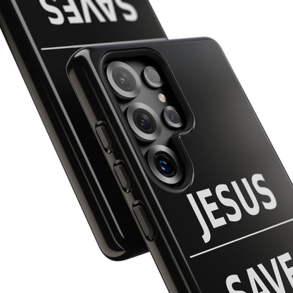 Jesus Saves Phone Case Christian Religious Minimalist Black Tough Cover