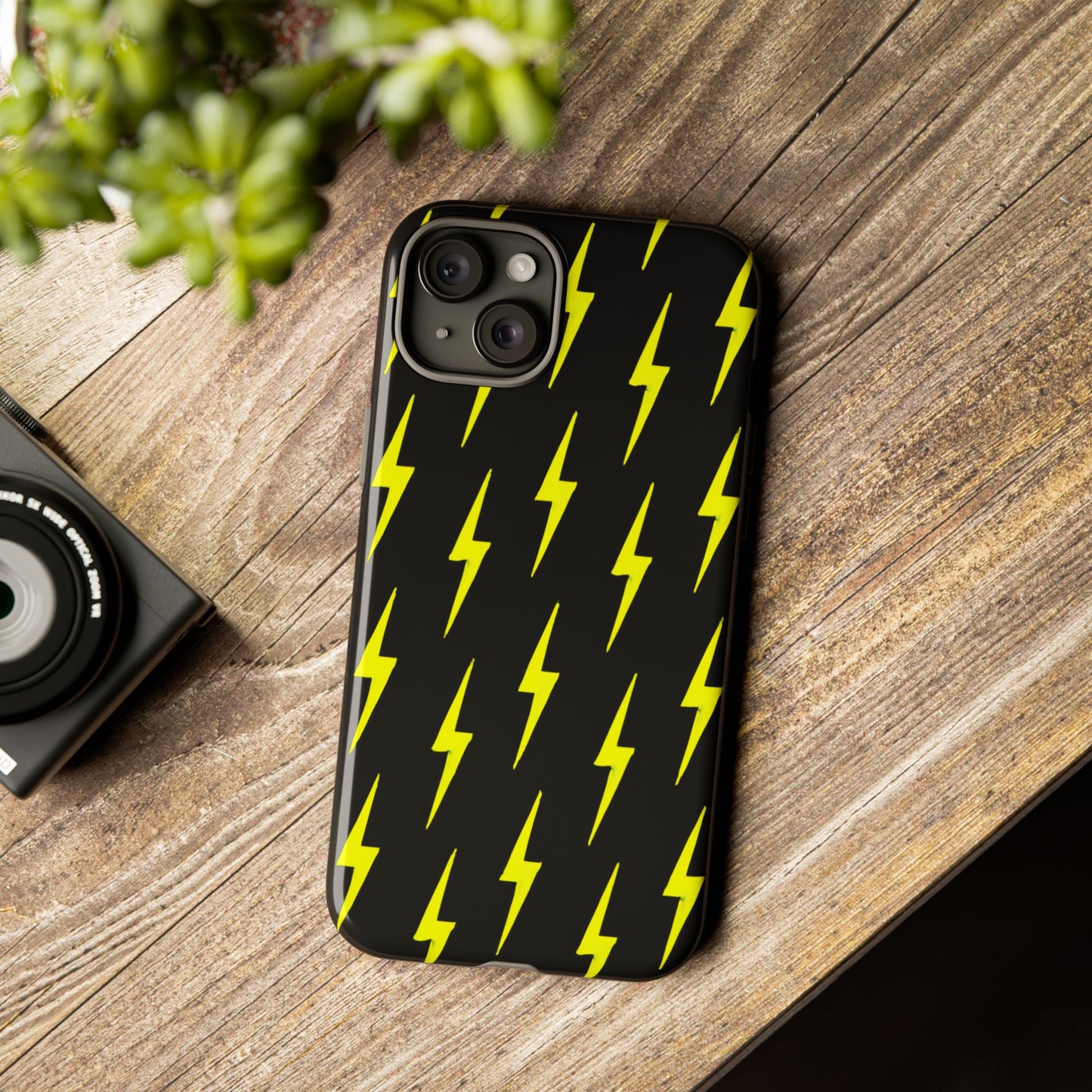 Yellow Lightning Bolt Tough Phone Case | Bold Electric Pattern Case for Iphone, Samsung Galaxy and Pixel