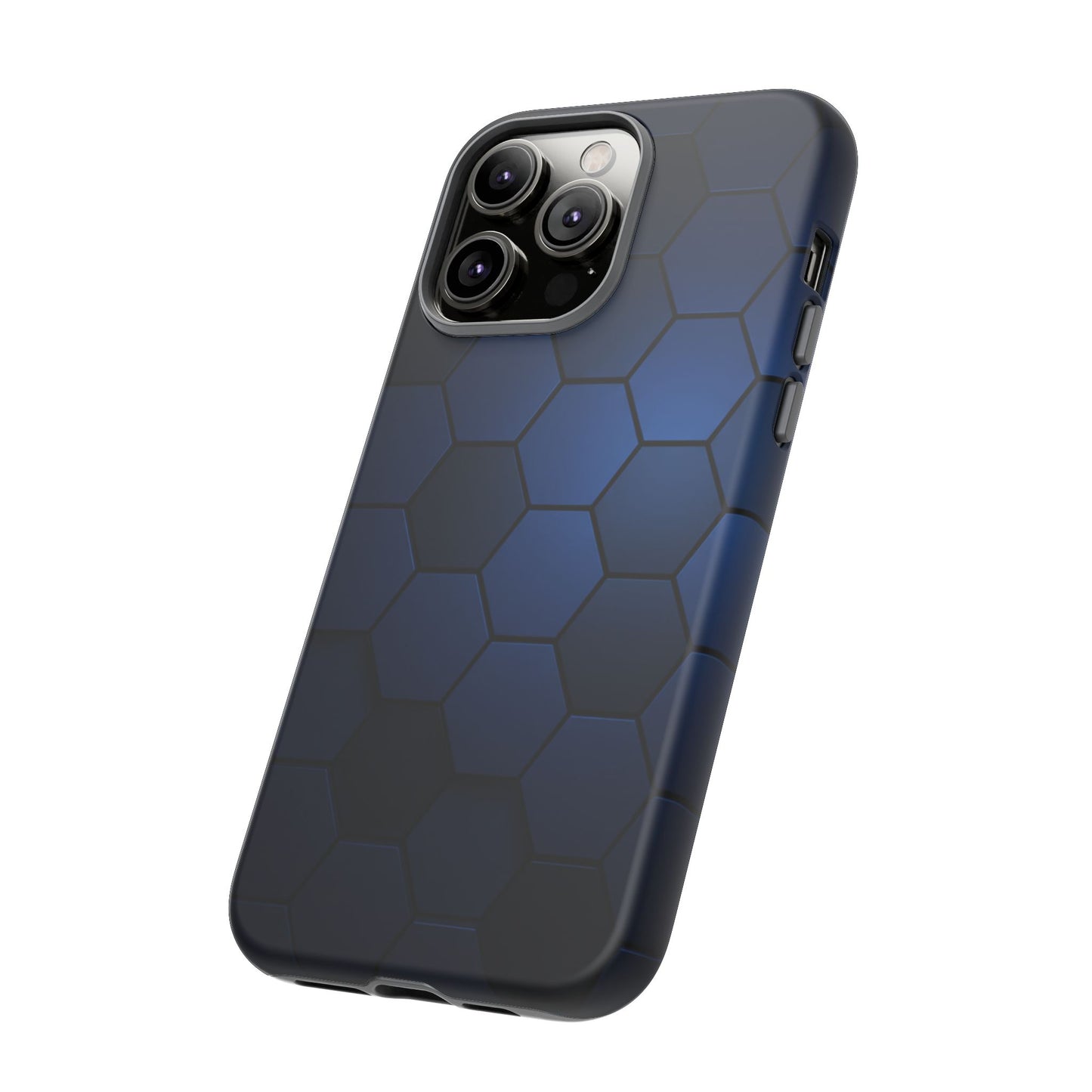Blue Hexagon Gradient Phone Case | Honeycomb Geometric Tech Aesthetic | Minimalist Tough Case for iPhone & Samsung