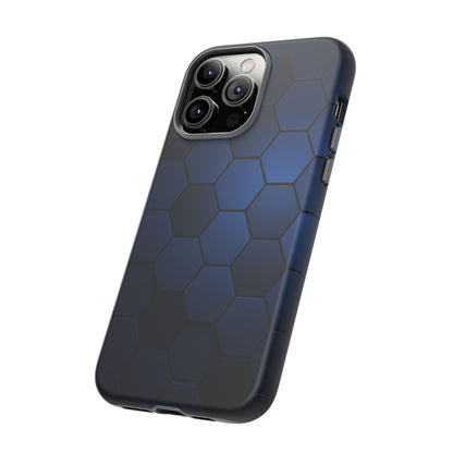 Blue Hexagon Gradient Phone Case | Honeycomb Geometric Tech Aesthetic | Minimalist Tough Case for iPhone & Samsung