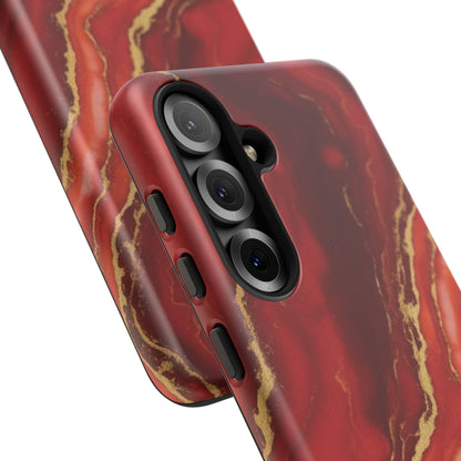 Red Agate Marble Phone Case – Gold Vein Luxury Stone Tough Case (iPhone, Samsung, Pixel)