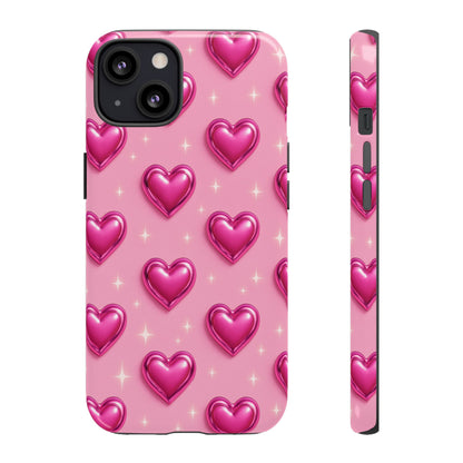 Pink Heart Pattern Phone Case | Tough Protective Case for Iphone, Samsung Galaxy and Pixel