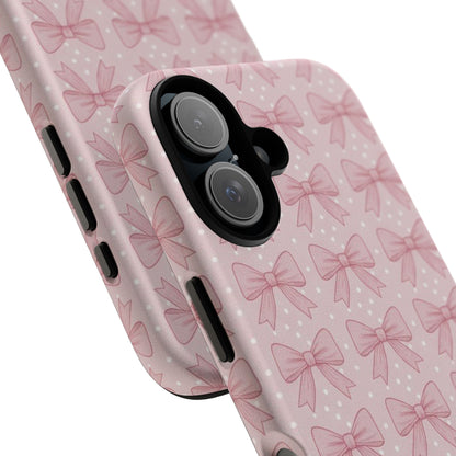 Pink Bow Pattern Phone Case – Soft Coquette Aesthetic Tough Case