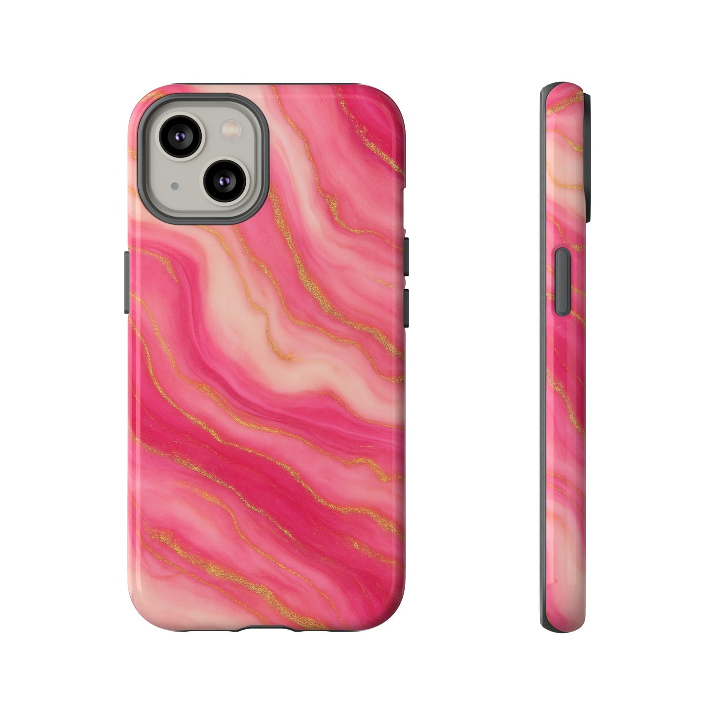 Pink Marble Phone Case | Rose Gold Swirl Aesthetic Tough Protective Case