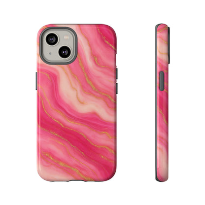 Pink Marble Phone Case | Rose Gold Swirl Aesthetic Tough Protective Case