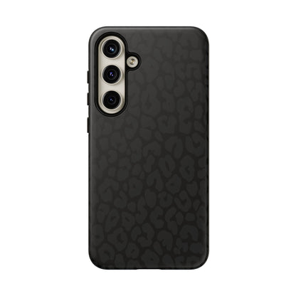 Black Leopard Phone Case | Black on Black Leopard Print Tough iPhone & Samsung Case | Matte or Glossy Protective Cover