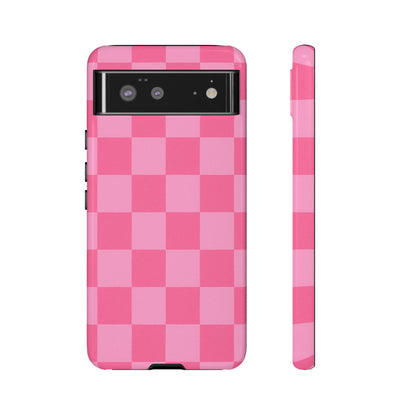 Pink Checkerboard Phone Case – Cute Aesthetic Tough Case for iPhone & Samsung