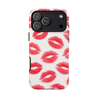Red Lipstick Kiss Phone Case – Sexy Lip Print Pattern Tough Protective Cover