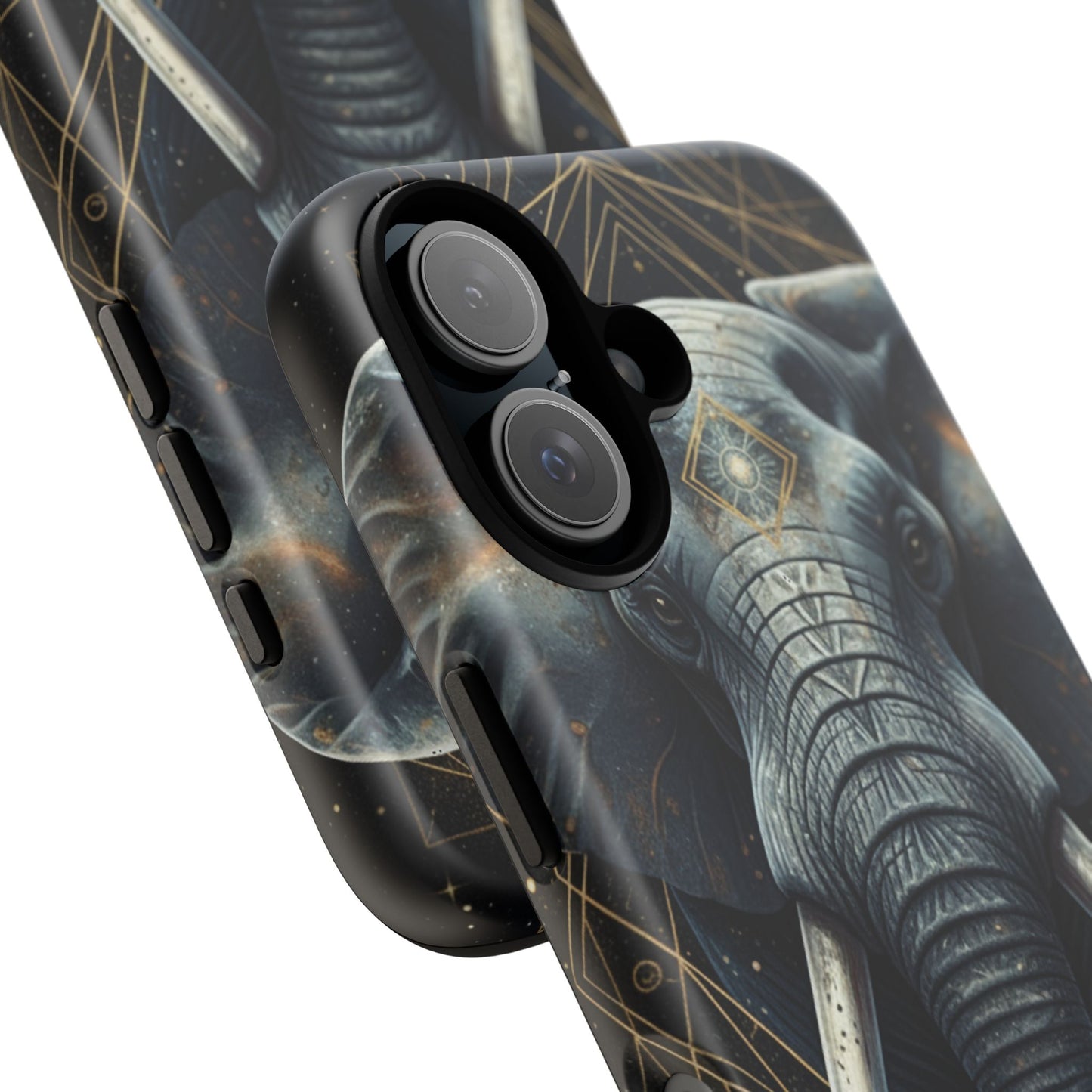 Elephant Mandala Phone Case – Black and Gold Spiritual Elephant Tough Protective Case