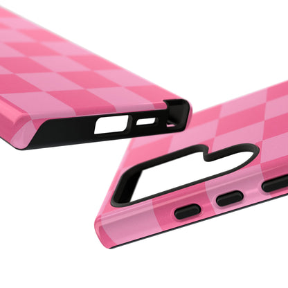 Pink Checkerboard Phone Case – Cute Aesthetic Tough Case for iPhone & Samsung
