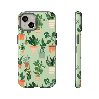 Plant Lover Phone Case | Cute Potted Plants Pattern | Botanical Aesthetic Tough Case