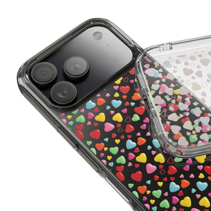 Colorful Heart Clear Phone Case | Impact-Resistant Valentine Aesthetic Case