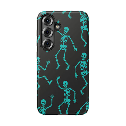 Dancing Teal Skeletons Phone Case | Tough Protective Case for Iphone, Samsung Galaxy and Pixel