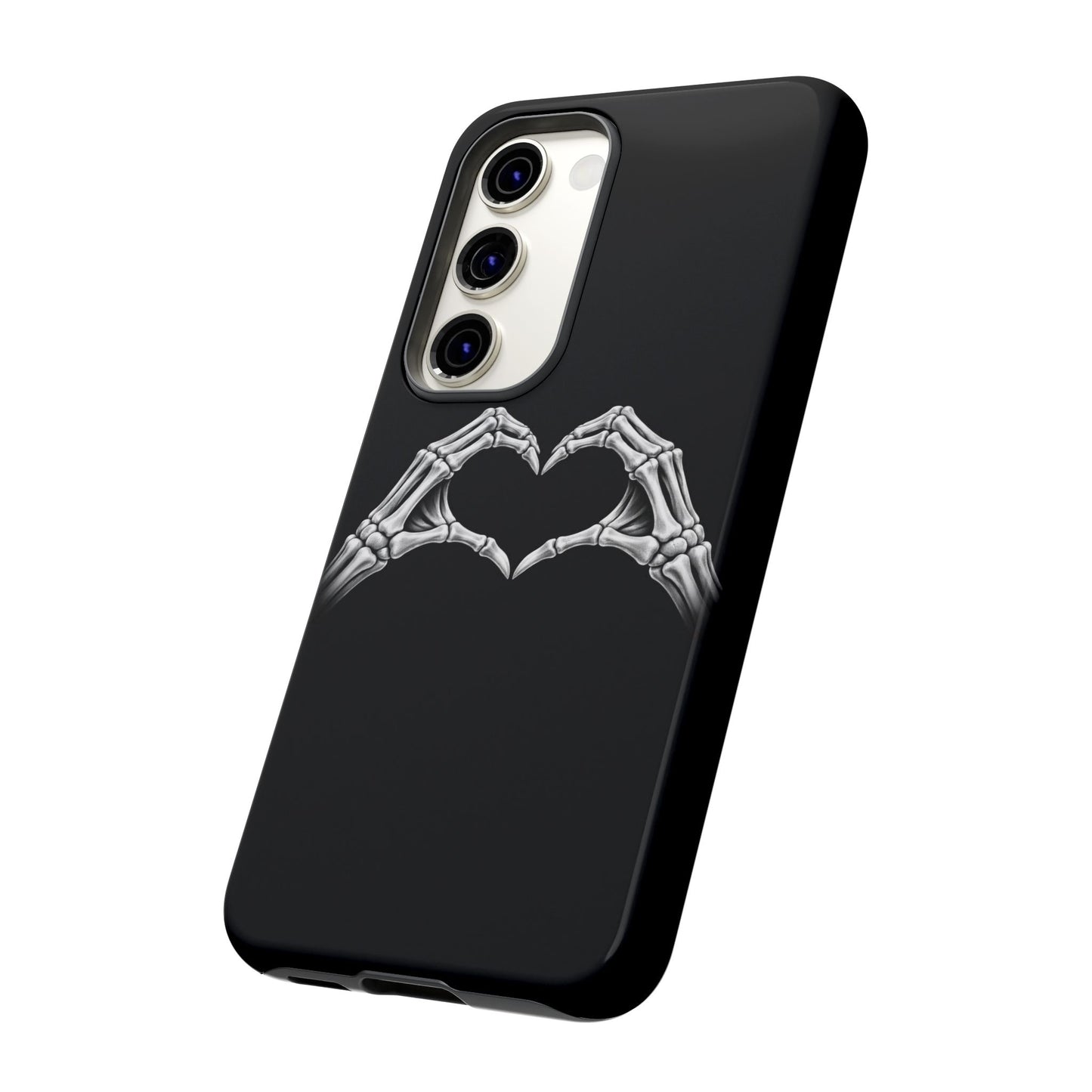 Skeleton Hands Heart Phone Case | Gothic Black Protective Cover